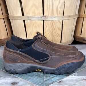 Merrell Opal Bison Brown Leather Vibram Slip-On Hiking Mocs Shoes Womens Size 7